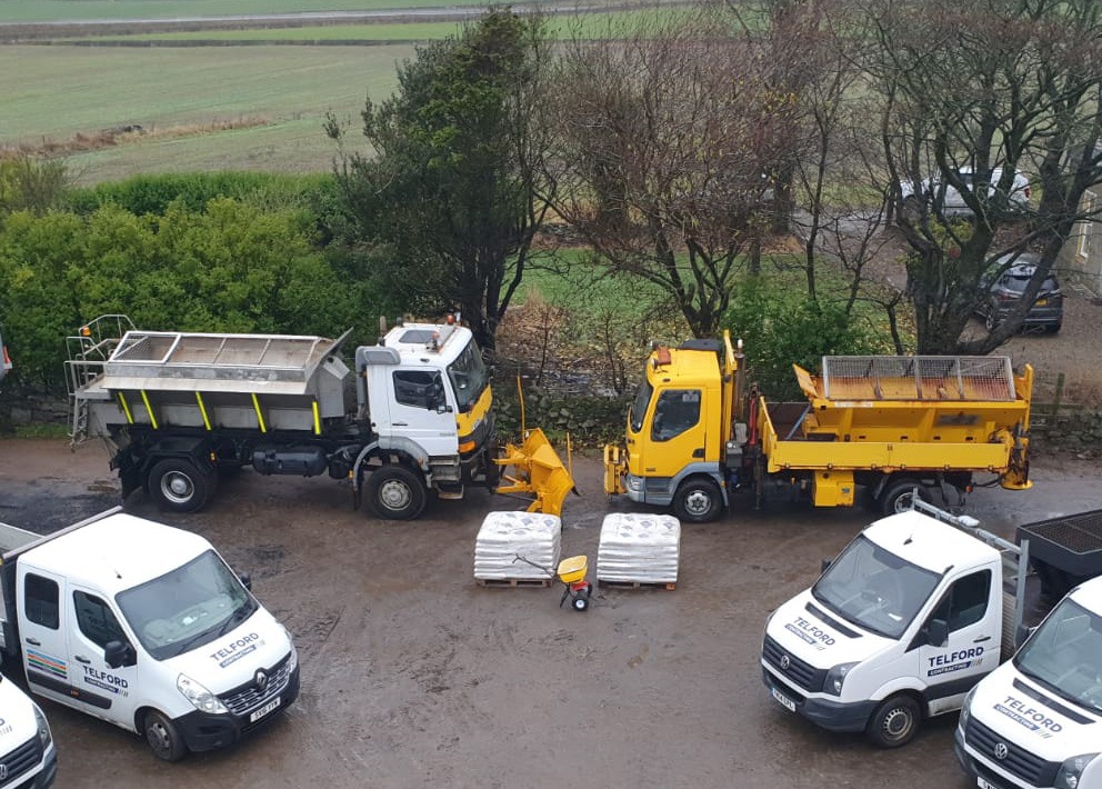 car park of office cleared of snow